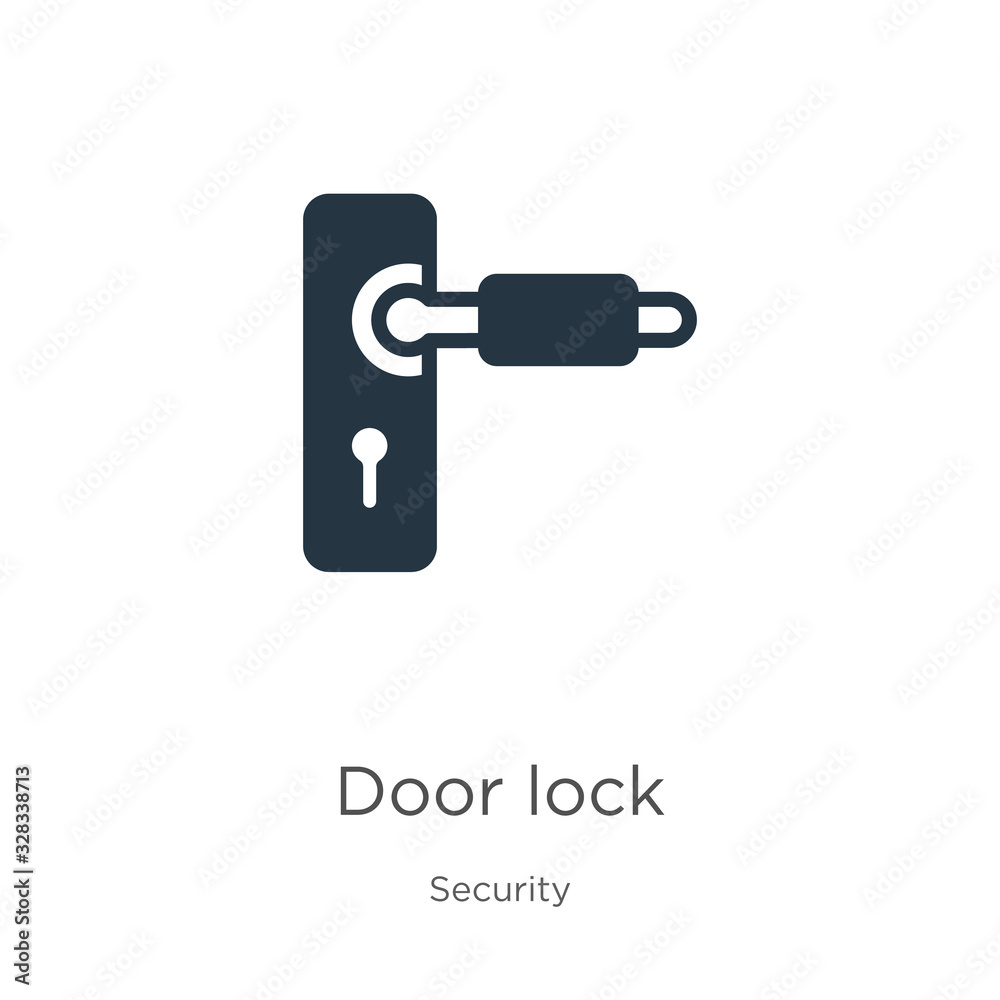 Door lock icon vector. Trendy flat door lock icon from security collection isolated on white background. Vector illustration can be used for web and mobile graphic design, logo, eps10 Door lock icon vector. Trendy flat door lock icon from security collection isolated on white background. Vector illustration can be used for web and mobile graphic design, logo, eps10