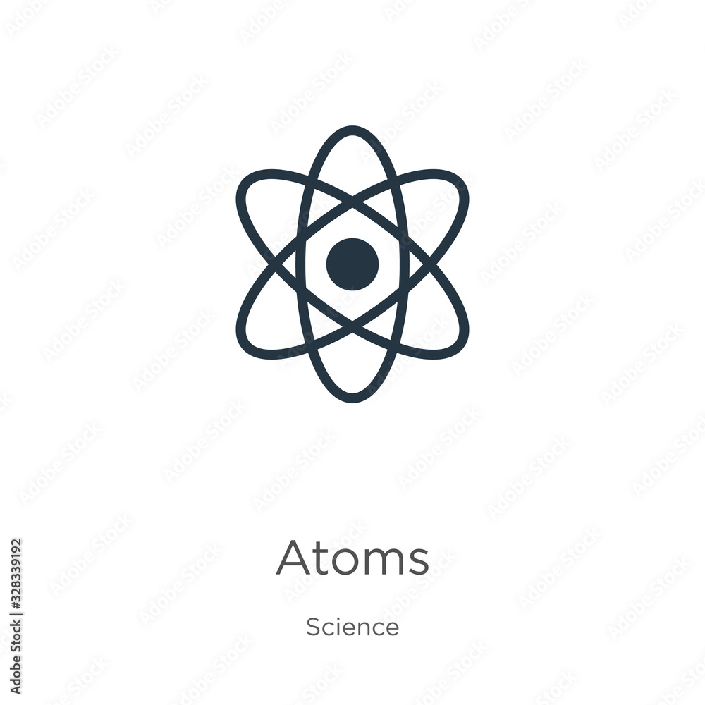 Atoms icon vector. Trendy flat atoms icon from science collection isolated on white background. Vector illustration can be used for web and mobile graphic design, logo, eps10 Atoms icon vector. Trendy flat atoms icon from science collection isolated on white background. Vector illustration can be used for web and mobile graphic design, logo, eps10
