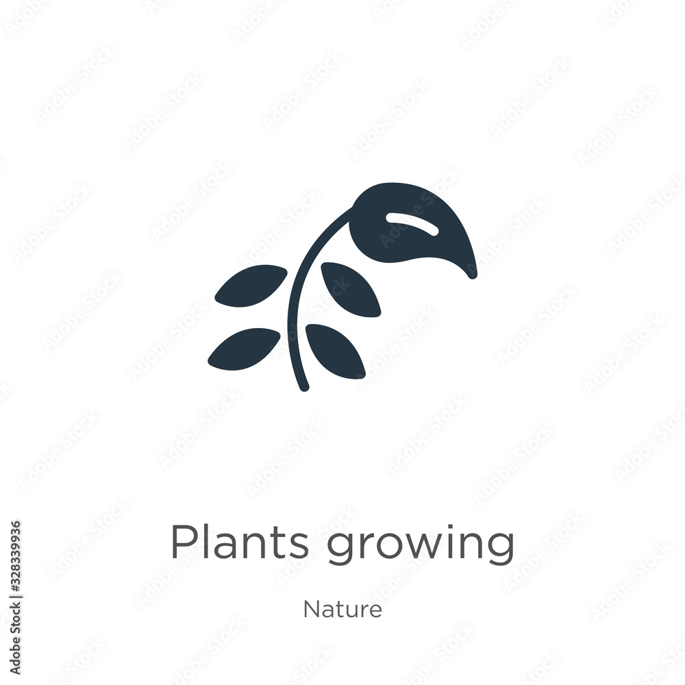 Plants growing icon vector. Trendy flat plants growing icon from nature collection isolated on white background. Vector illustration can be used for web and mobile graphic design, logo, eps10 Plants growing icon vector. Trendy flat plants growing icon from nature collection isolated on white background. Vector illustration can be used for web and mobile graphic design, logo, eps10