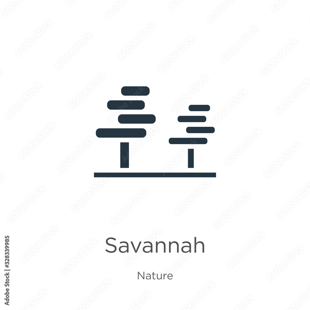 Savannah icon vector. Trendy flat savannah icon from nature collection isolated on white background. Vector illustration can be used for web and mobile graphic design, logo, eps10 Savannah icon vector. Trendy flat savannah icon from nature collection isolated on white background. Vector illustration can be used for web and mobile graphic design, logo, eps10