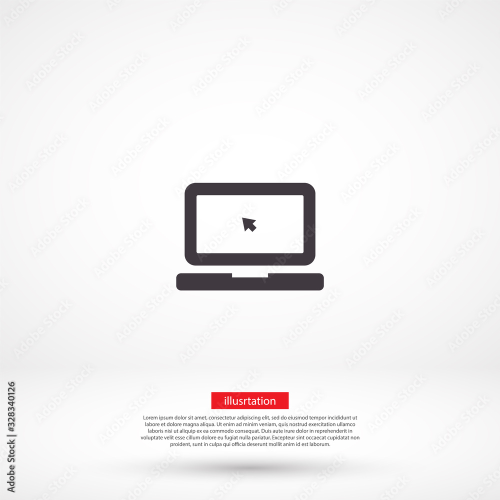 Laptop vector icon , lorem ipsum Flat design