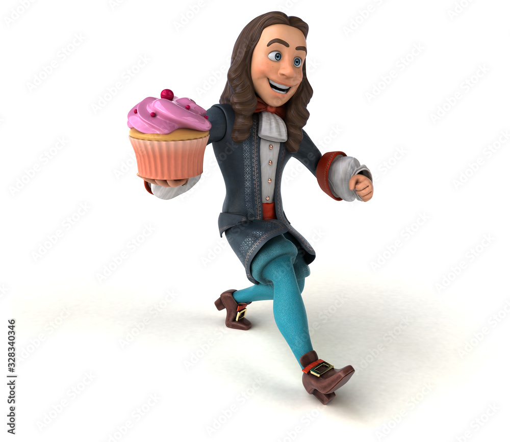 3D Illustration of a cartoon man in historical baroque costume 3D Illustration of a cartoon man in historical baroque costume