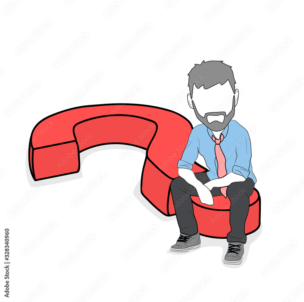 businessman is sitting on a question mark. concept of choice. vector illustration. businessman is sitting on a question mark. concept of choice. vector illustration.