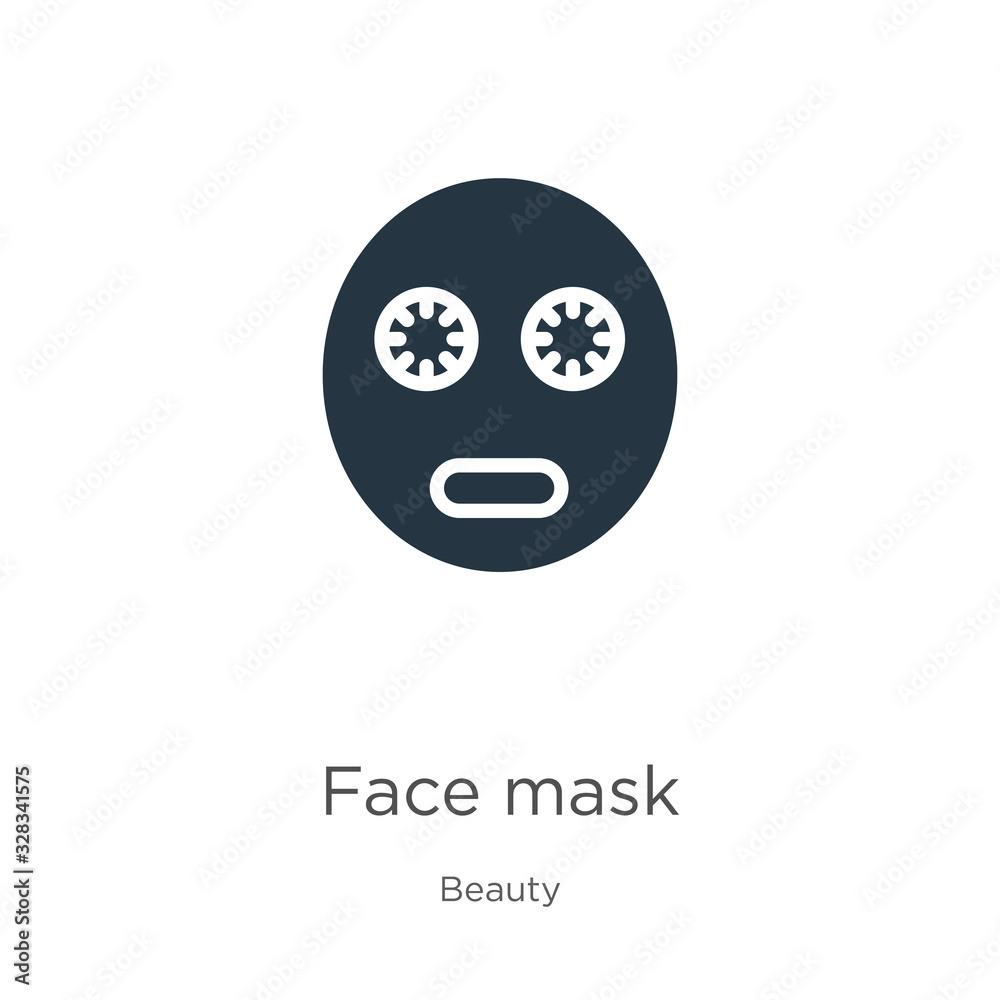 Face mask icon vector. Trendy flat face mask icon from beauty collection isolated on white background. Vector illustration can be used for web and mobile graphic design, logo, eps10 Face mask icon vector. Trendy flat face mask icon from beauty collection isolated on white background. Vector illustration can be used for web and mobile graphic design, logo, eps10