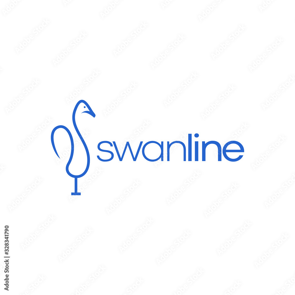 Fototapeta premium swan in Illustration of the line logo