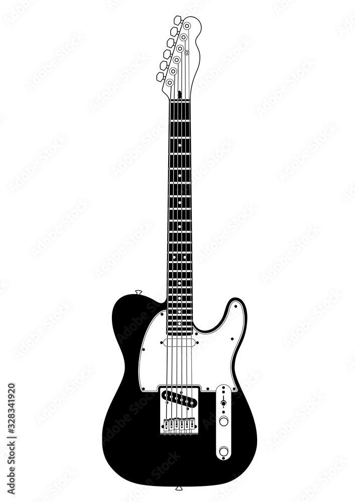 Fototapeta premium Electric guitar. Black & white versions. High quality details. 