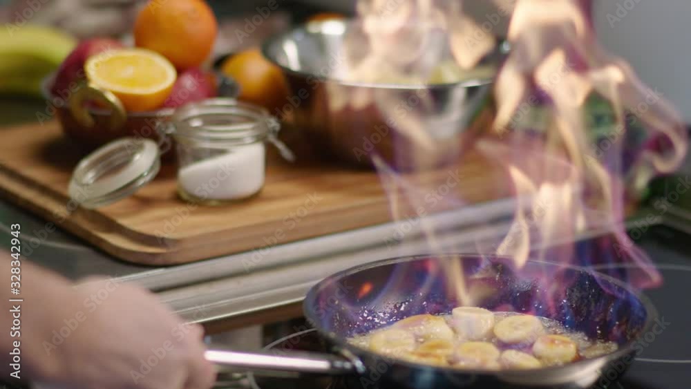 cooking banana in pan cooking banana in pan
