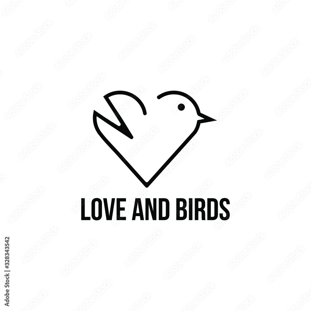 symbol of love and birds in the concept of a line logo symbol of love and birds in the concept of a line logo