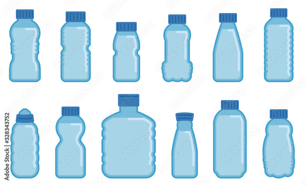 Vector plastic bottles flat icons Vector plastic bottles flat icons
