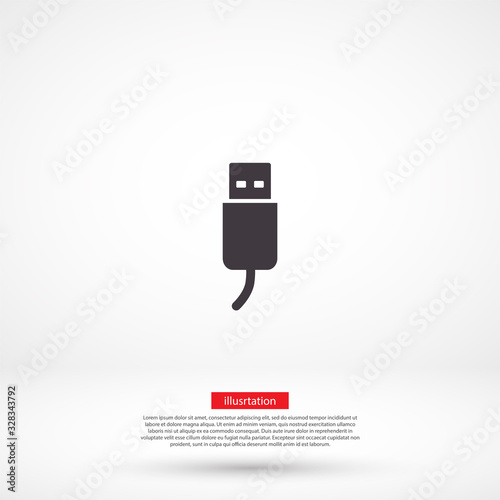Flash drive vector icon , lorem ipsum Flat design