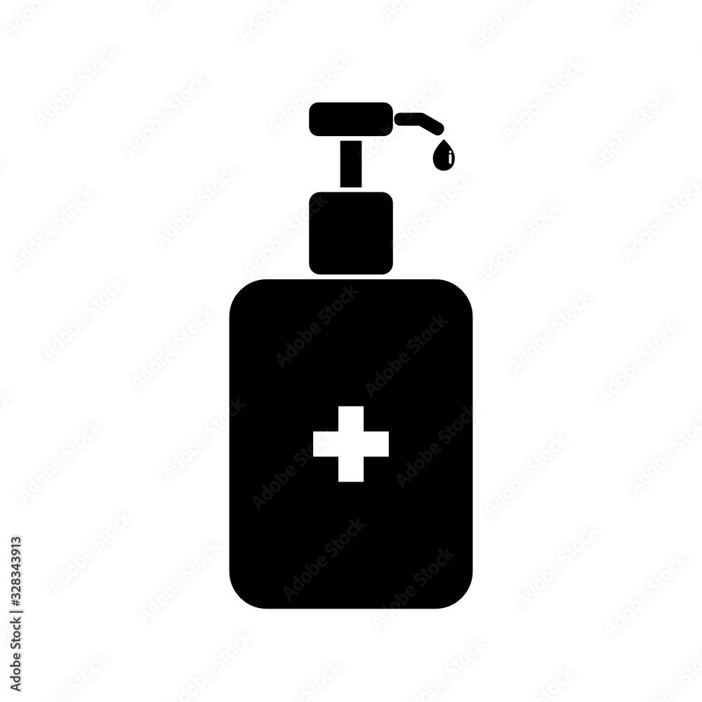Hand sanitizer pump bottle silhouette, washing gel icon, alcohol gel Hand sanitizer pump bottle silhouette, washing gel icon, alcohol gel