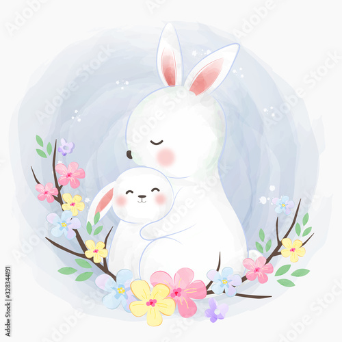 cute motherhood illustration, animal clipart, baby shower decoration, woodland illustration.