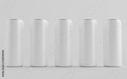 250ml / 8.4 oz. Aluminium Can Mockup - Multiple Cans. Blank Label.  3D Illustration