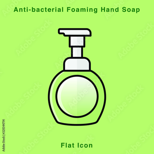 Anti-bacterial Foaming Hand Soap. Hand sanitizer. Alcohol-based hand rub. Rubbing alcohol. soap dispenser. Protection from germs such as coronavirus (Covid-19) icon design