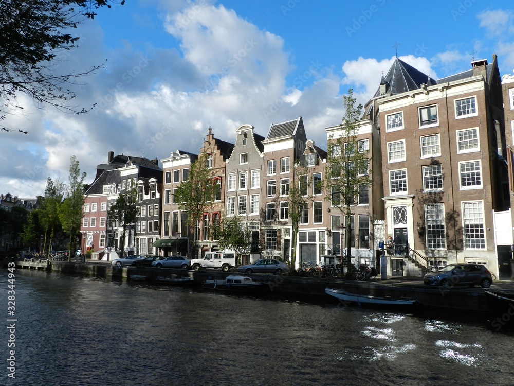 Amsterdam, The Netherlands, Canalscape with Houses