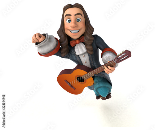 3D Illustration of a cartoon man in historical baroque costume photo