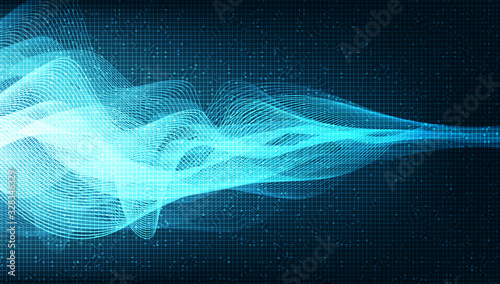 Blue Digital Sound Wave and earthquake wave concept,design for music studio and science,Vector Illustration.