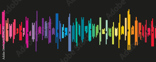 Colorful Digital Sound Wave on black Background,technology,earthquake wave and Equalizer line concept,design for music industry,Vector,Illustration.