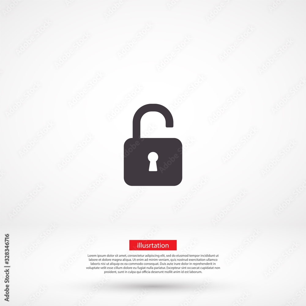lock symbol on gray background , lorem ipsum Flat design lock symbol on gray background , lorem ipsum Flat design