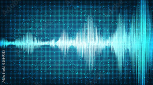 Light Digital Sound Wave on Technology Background,Hi tech and music wave diagram concept,design for music studio and science,Vector Illustration.