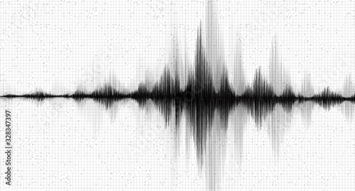 Earthquake Wave with Technology Graph on White paper background,audio wave diagram concept,design for education and science,Vector Illustration.