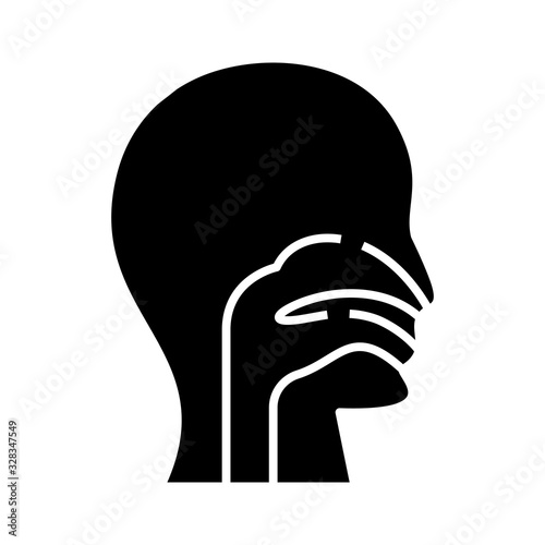 Rhinopharynx structure black icon, concept illustration, vector flat symbol, glyph sign.
