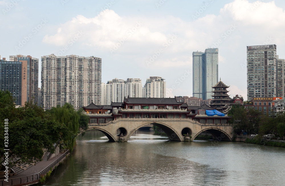 Anshun Lang Bridge in Chengdu Sichuan province 