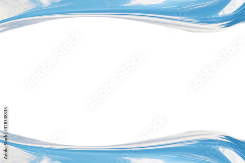 abstract border blue wave ocean and white bubble white