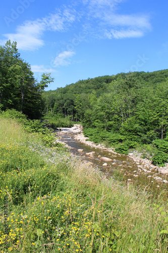 Clouds in the sky over the Deerfield River at Green Mountain National Forest at Searsburg, Vermont photo