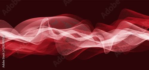 Dark Red Digital Sound Wave Low and Hight richter scale on Black Background,technology and earthquake wave diagram and .Moving heart concept,design for music studio and science,Vector Illustration.