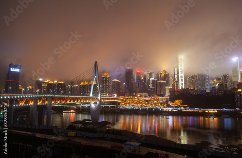 Night Northwest Gate and Qiansimen Bridge in China 