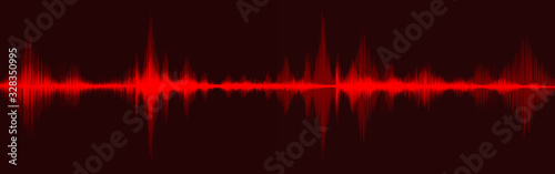 Blood Red Digital Sound Wave Low and Hight richter scale on Black Background,technology and earthquake wave diagram and .Moving heart concept,design for music studio and science,Vector Illustration.