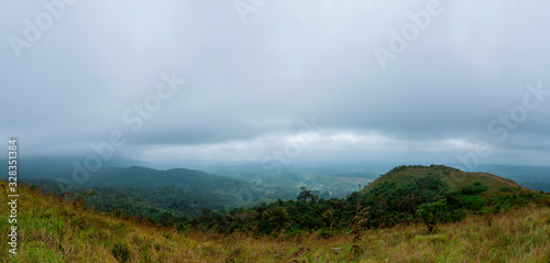 Beautiful Mountain Panoramic view with moody sky photo