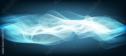 Modern Blue Light Digital Line,Sound Wave Technology and earthquake wave concept,design for music studio and science,Vector Illustration.