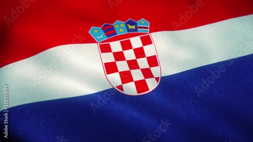 Croatia flag waving in the wind. National flag of Croatia. Sign of Croatia. 3d illustration
