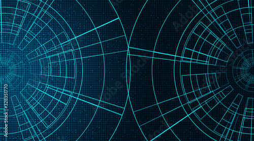 Digital Gears wheel and Cock on Technology Background,vector