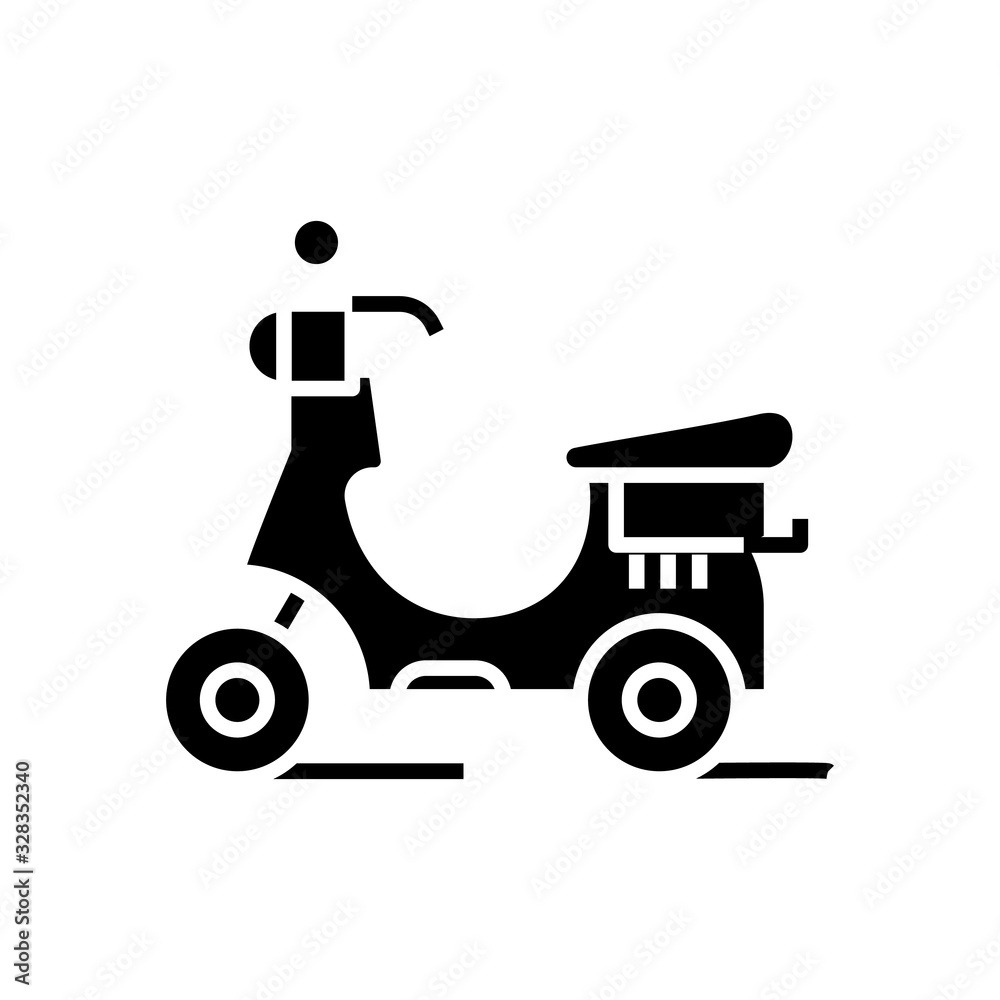 Rent motorbike black icon, concept illustration, vector flat symbol, glyph sign. Rent motorbike black icon, concept illustration, vector flat symbol, glyph sign.