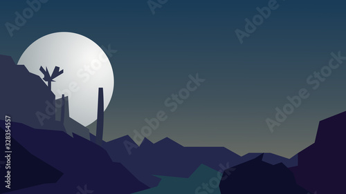 Gloomy landscape with the moon