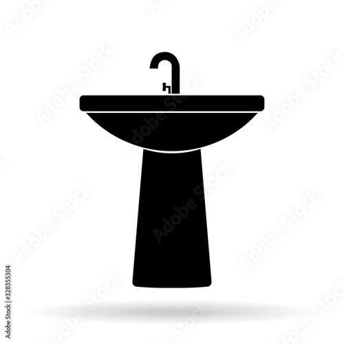 washbasin in a flat design on a white background