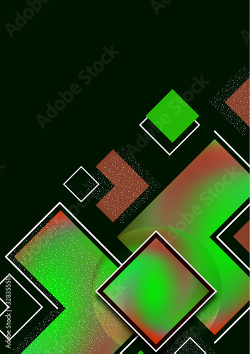 Colorful decorative composition, abstract geometric shapes texture on black. Universal cover template graphic design, minimal background pattern.