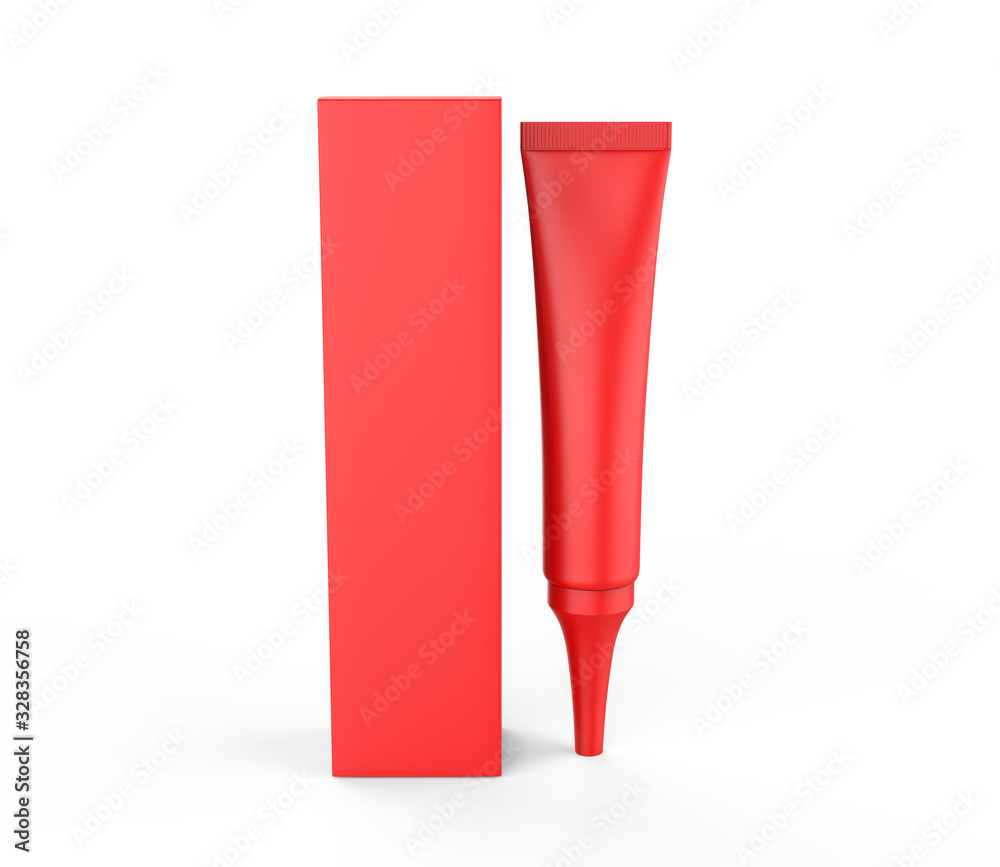 Blank cosmetic tube with box for for branding and design. 3d render illustration. Blank cosmetic tube with box for for branding and design. 3d render illustration.
