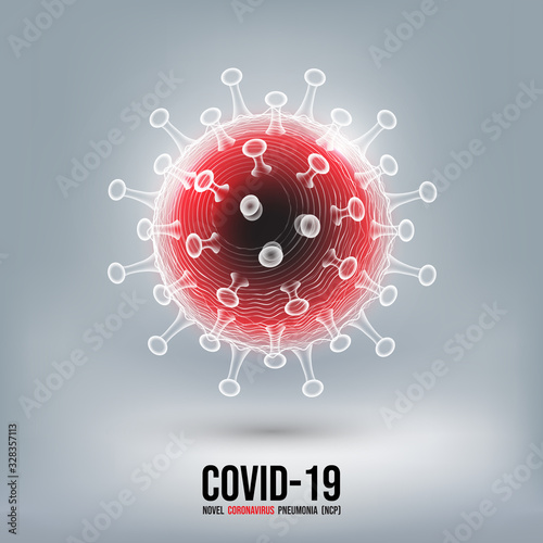 Coronavirus disease COVID-19 infection medical isolated. China pathogen respiratory influenza covid virus cells. New official name for Coronavirus disease named COVID-19, vector illustration