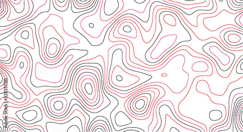 Billede på lærred Topographic map editable vector stroke