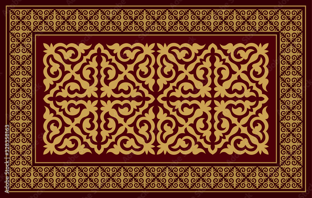 Kazakh carpet ornaments. Traditional patterns of Kazakhs. Background, texture, design life of nomads. Ancient Turkic ornaments. Art, customs and traditions of Kazakhstan. Decorative art of nomads