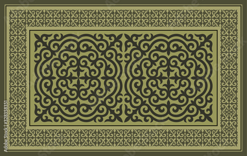 Kazakh carpet ornaments. Traditional patterns of Kazakhs. Background, texture, design life of nomads. Ancient Turkic ornaments. Art, customs and traditions of Kazakhstan. Decorative art of nomads