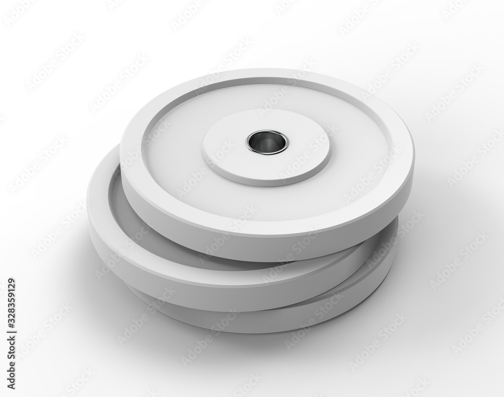 Blank Barbell Bumper Plate For Branding, 3d render illustration. Blank Barbell Bumper Plate For Branding, 3d render illustration.