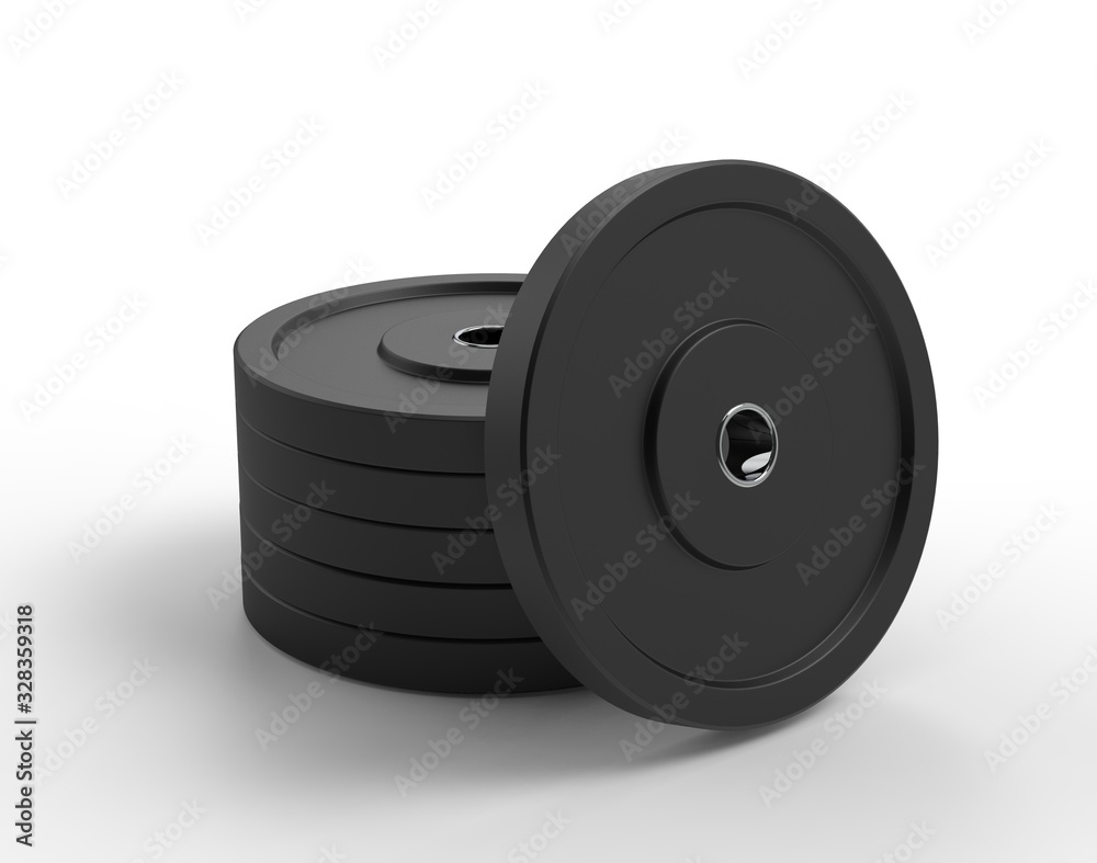 Blank Barbell Bumper Plate For Branding, 3d render illustration. Blank Barbell Bumper Plate For Branding, 3d render illustration.