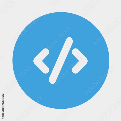 code icon blue vector computer programming flat style design