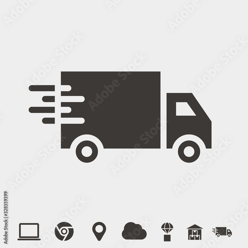 delivery truck vector icon shipping road transport with truck speeding for express delivery