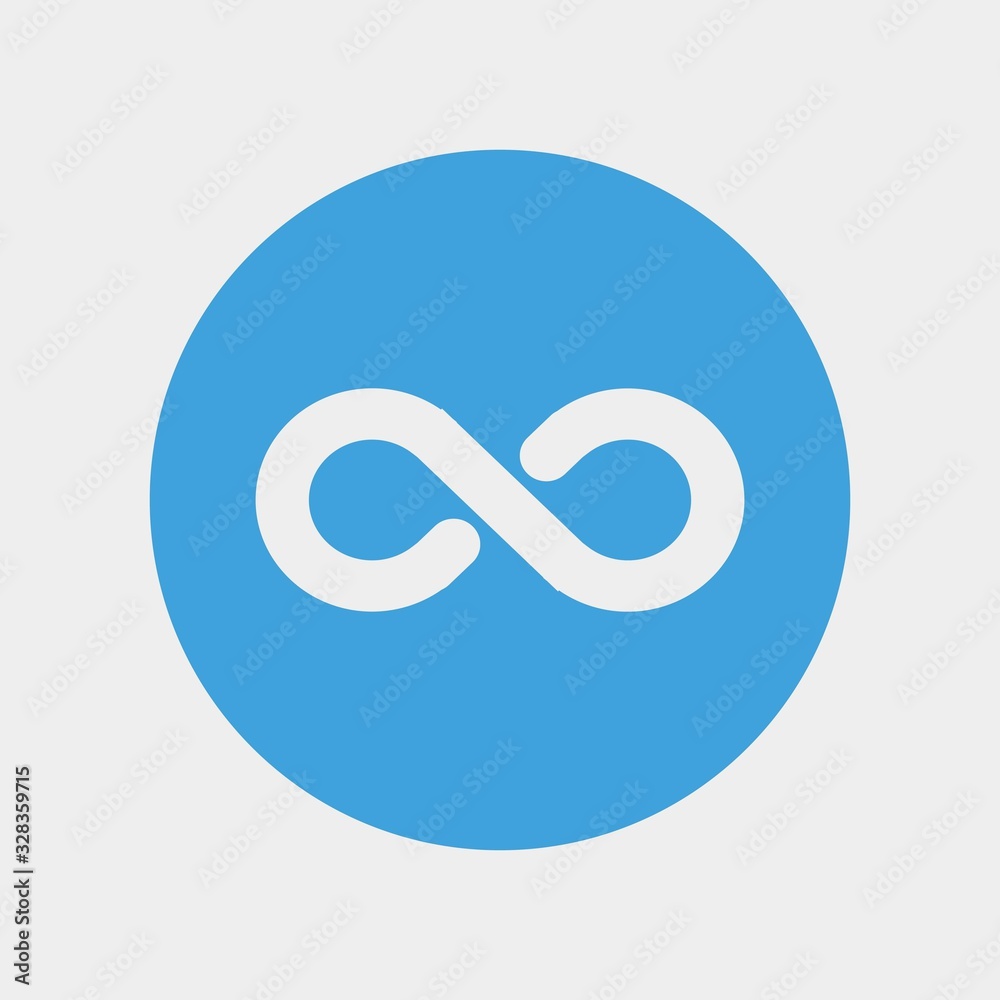 infinity endless icon symbol in blue circle infinity endless icon symbol in blue circle